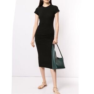 James Perse black fitted crew neck tshirt dress